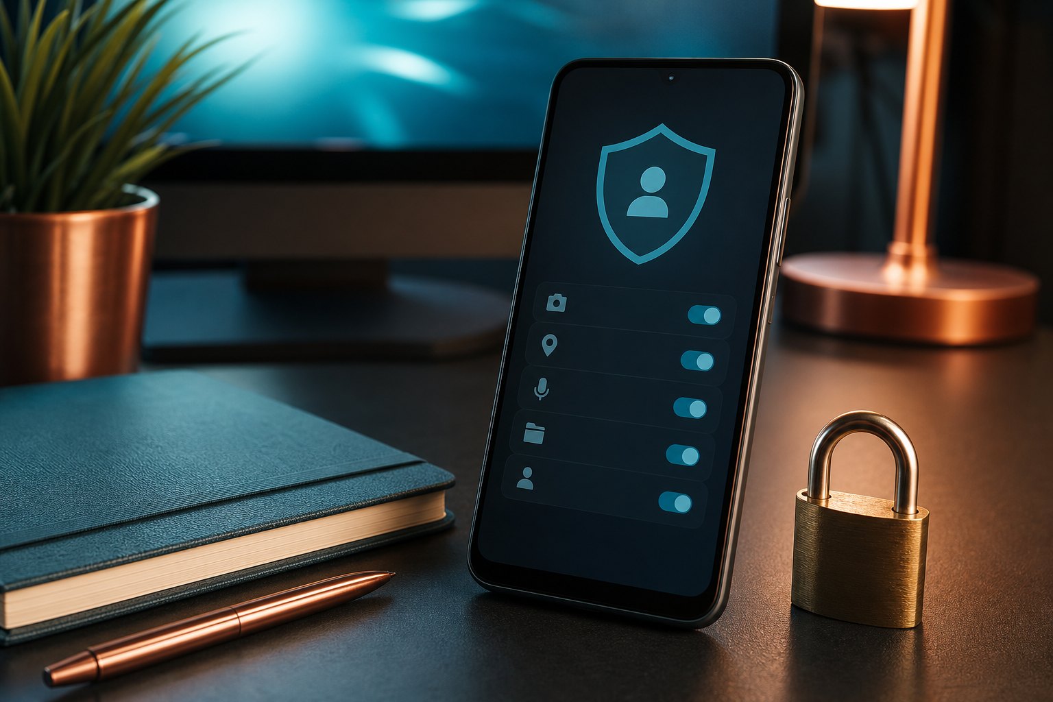 Smartphone with a privacy screen next to the lock